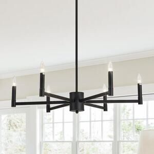 ASGYISA 6-Light Candle Chandeliers Modern Black Farmhouse Ceiling Light Fixture